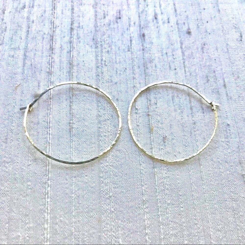 Sterling Silver Artisan Made Hoop Earrings - Picture 3 of 8